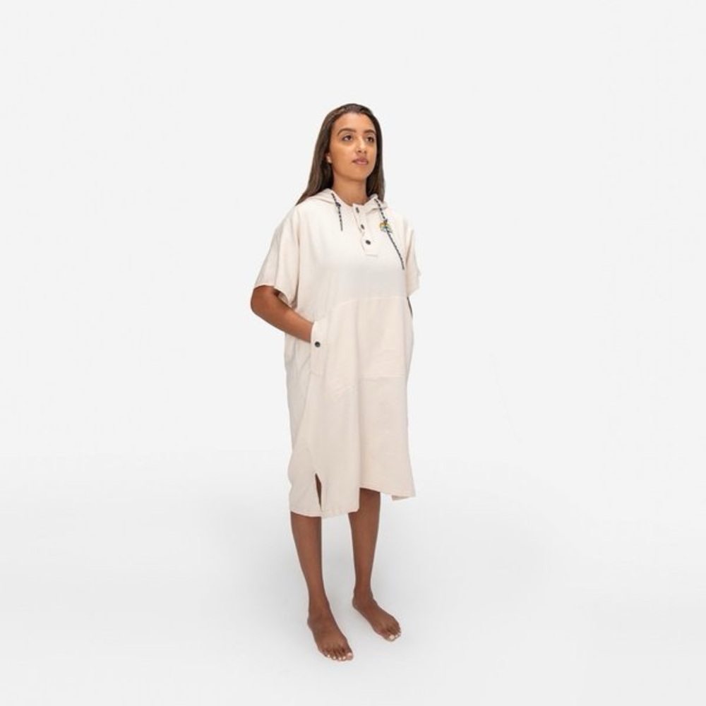 Slowtide Cream Unisex Stay Trippy Terry Beach Changing Poncho Dress - Picture 4 of 12